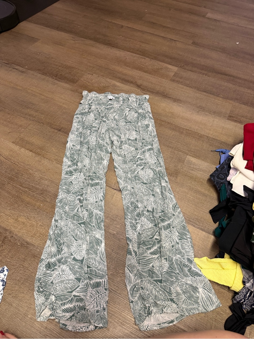 O'Neill Teal & White Printed Wide Leg Pant beach cover up